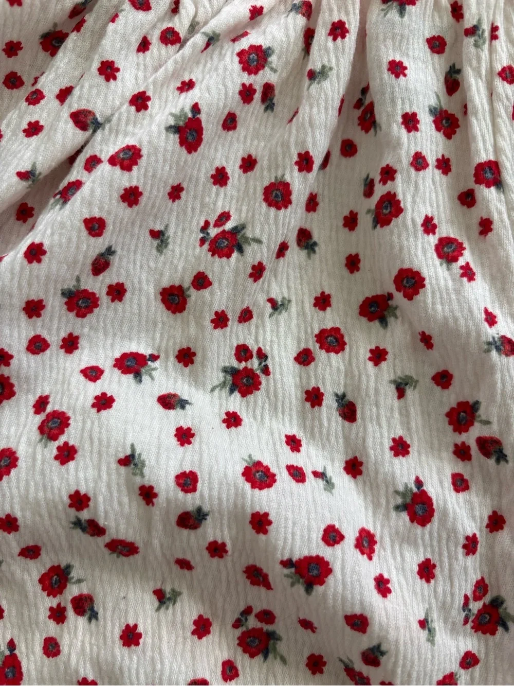 Girls White Romper with Red Floral Print